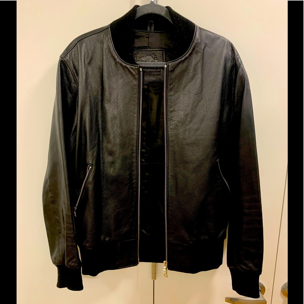 Black Leather Bomber Jacket